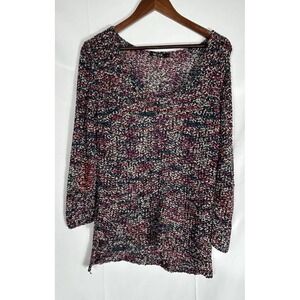 Nic + Zoe Women's Heavy Chunky Knit Tunic Top Size S Rainbow Colorful Artsy Fun